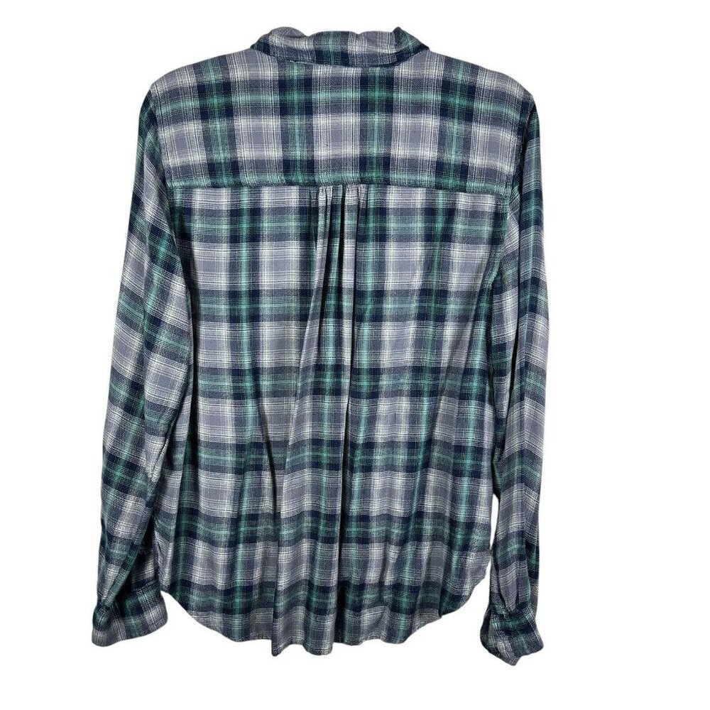 Lucky Brand Womens Green Purple Plaid‎ Button-Up Flannel Shirt Women’s Size M - Picture 2 of 10